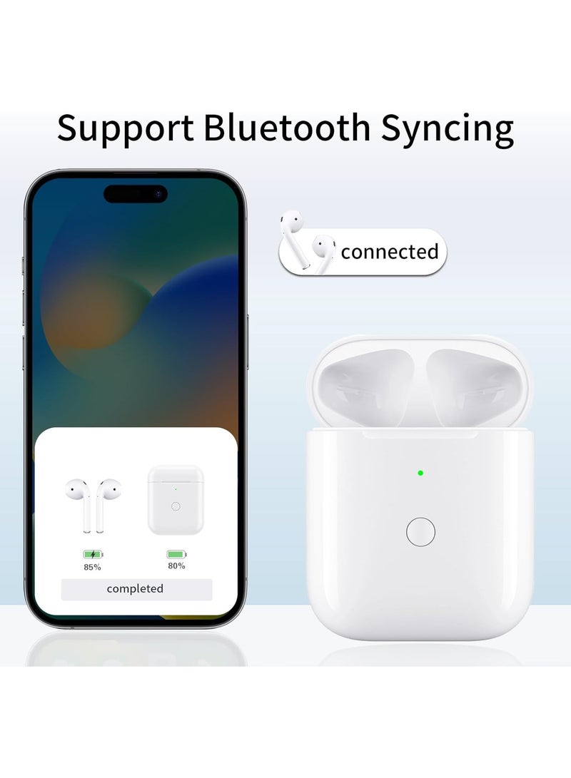 علبة شحن لاسلكية لسماعات AirPods - علبة شحن بديلة متوافقة مع AirPods 1 و2 مع زر مزامنة وإقران بلوتوث، علبة شحن AirPods من الجيل الأول والثاني، بدون سماعات AirPods - Image 4